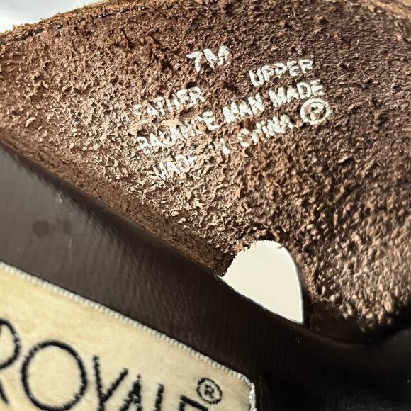 VTG 90s Y2K Prima Royale Heeled Sandals Brown Leather Open Toe Casual Boho 7M - Picture 7 of 8